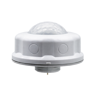 contrⒶLS Bi-Level — MSP-BLS PIR occupancy sensor mounted to the retroⒶRCH-L1 integrated sensor receptacle