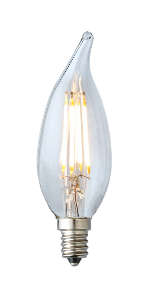 The Bauer CA10 — clear flame-tip filament LED bulb