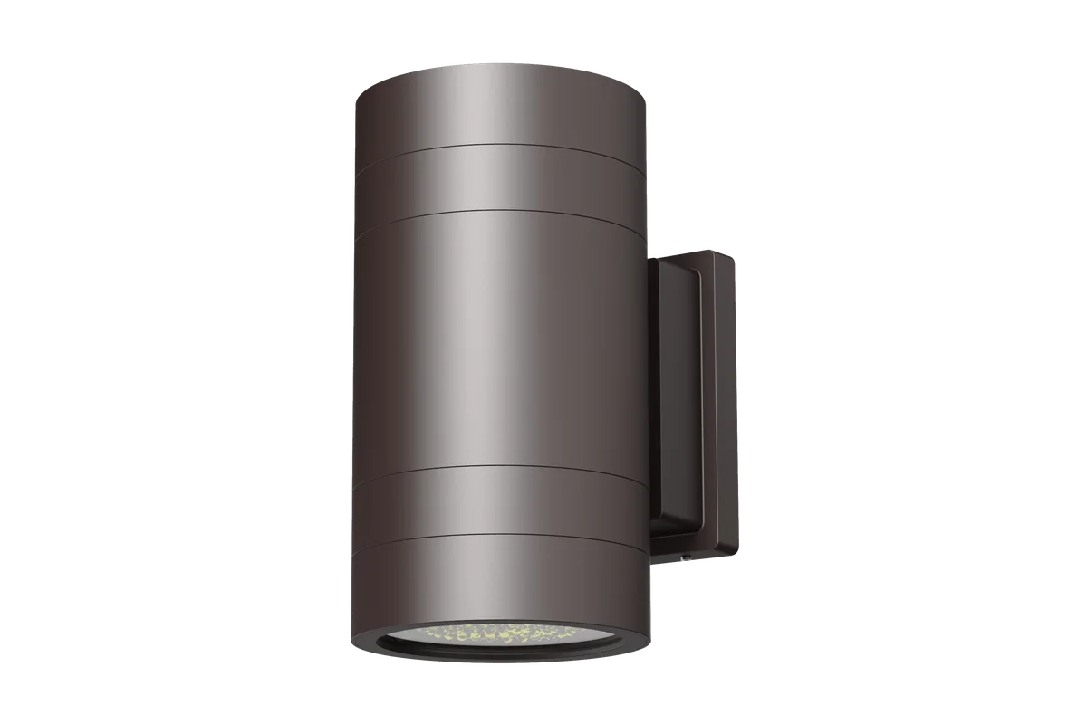 Aura LED cylinder wall sconce, 6 in housing, Black