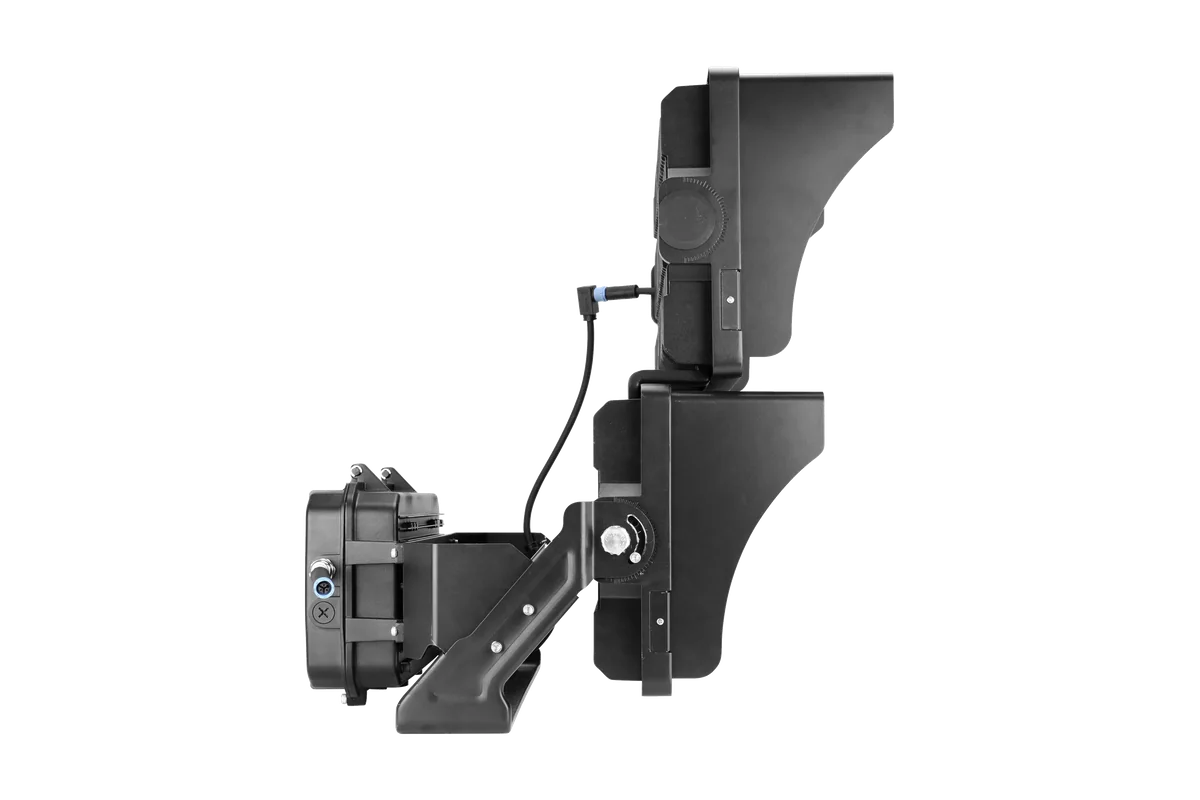 Beacon side profile: visors, trunnion arm and driver box