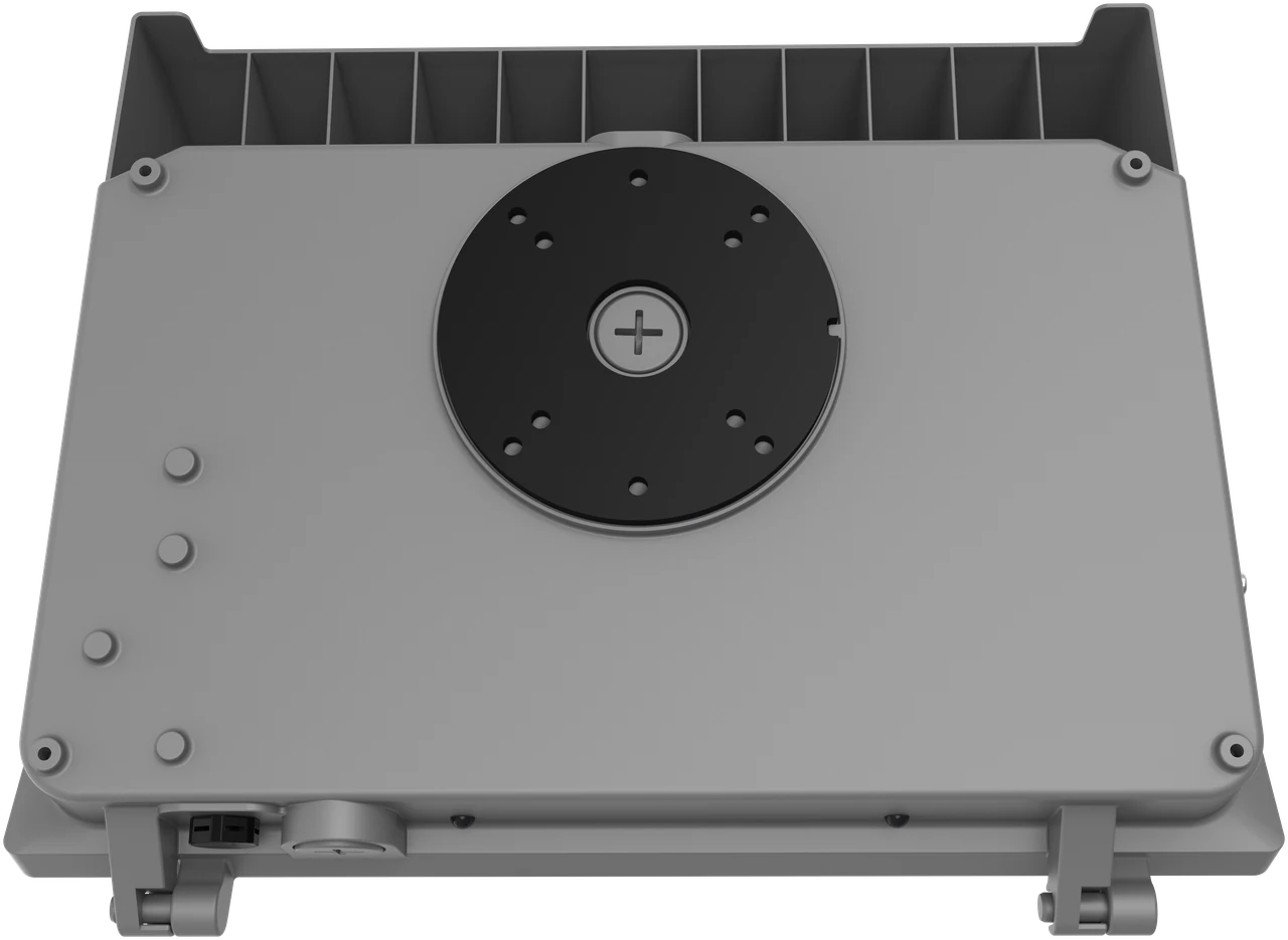 Guardian back panel showing side-hinged door design and built-in knockouts for direct wall and J-box mounting