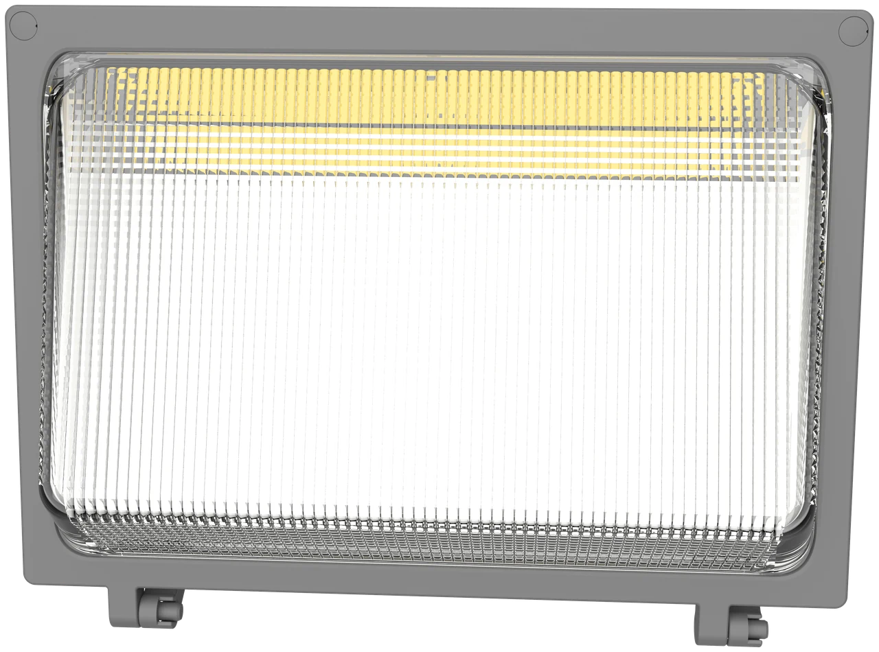 Guardian wall pack 3/4 angle showing rugged die-cast housing rated for 3G vibration testing per ANSI C136.31