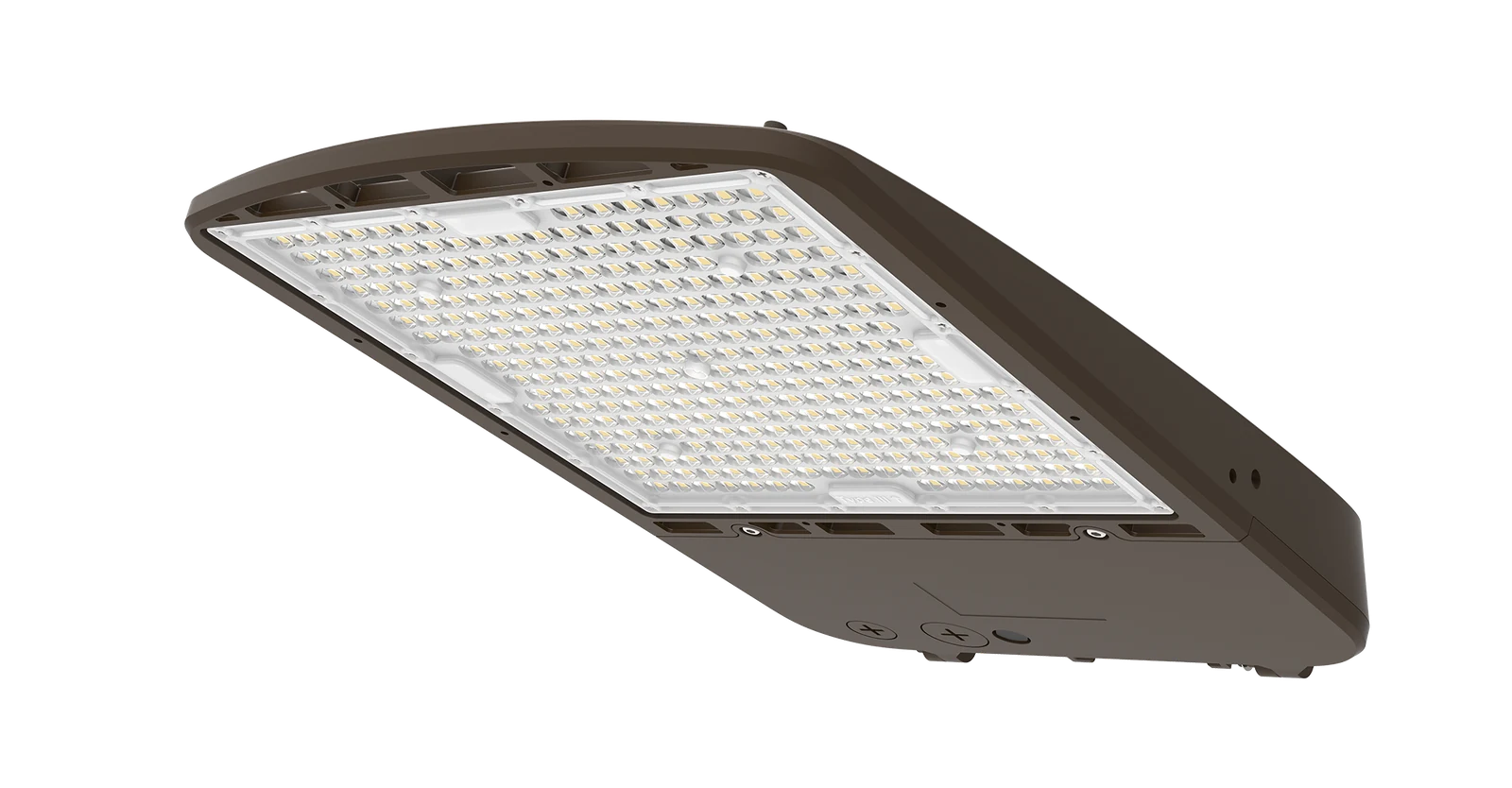 Heritage — mount and sensor accessory ladder visualization (RS · TN · UA · SF mount adders + photocell-ready receptacle + PIR Bi-Level sensor + ⒶCS Bluetooth Mesh sensor + SILVAIR Bluetooth Mesh sensor sharing the same physical hardware) · marquee product shot for the three-controls-at-ECO story