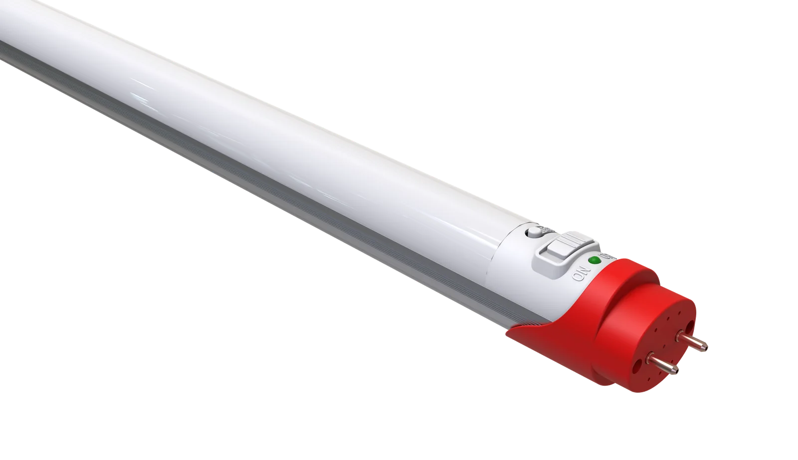 LT8F EM5 emergency T8 LED tube with its red emergency end cap