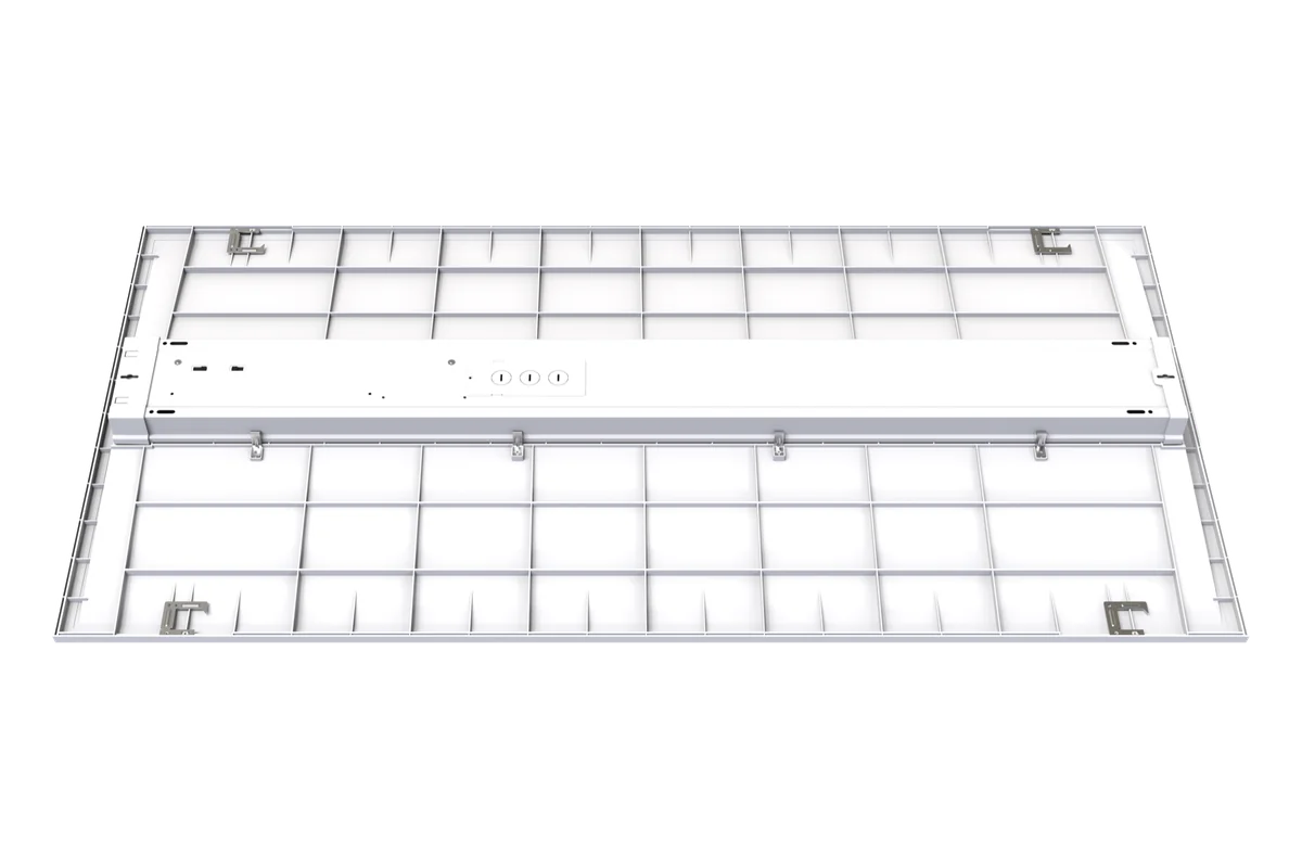 Luxmark LED troffer, back view with the light engine on the reflector