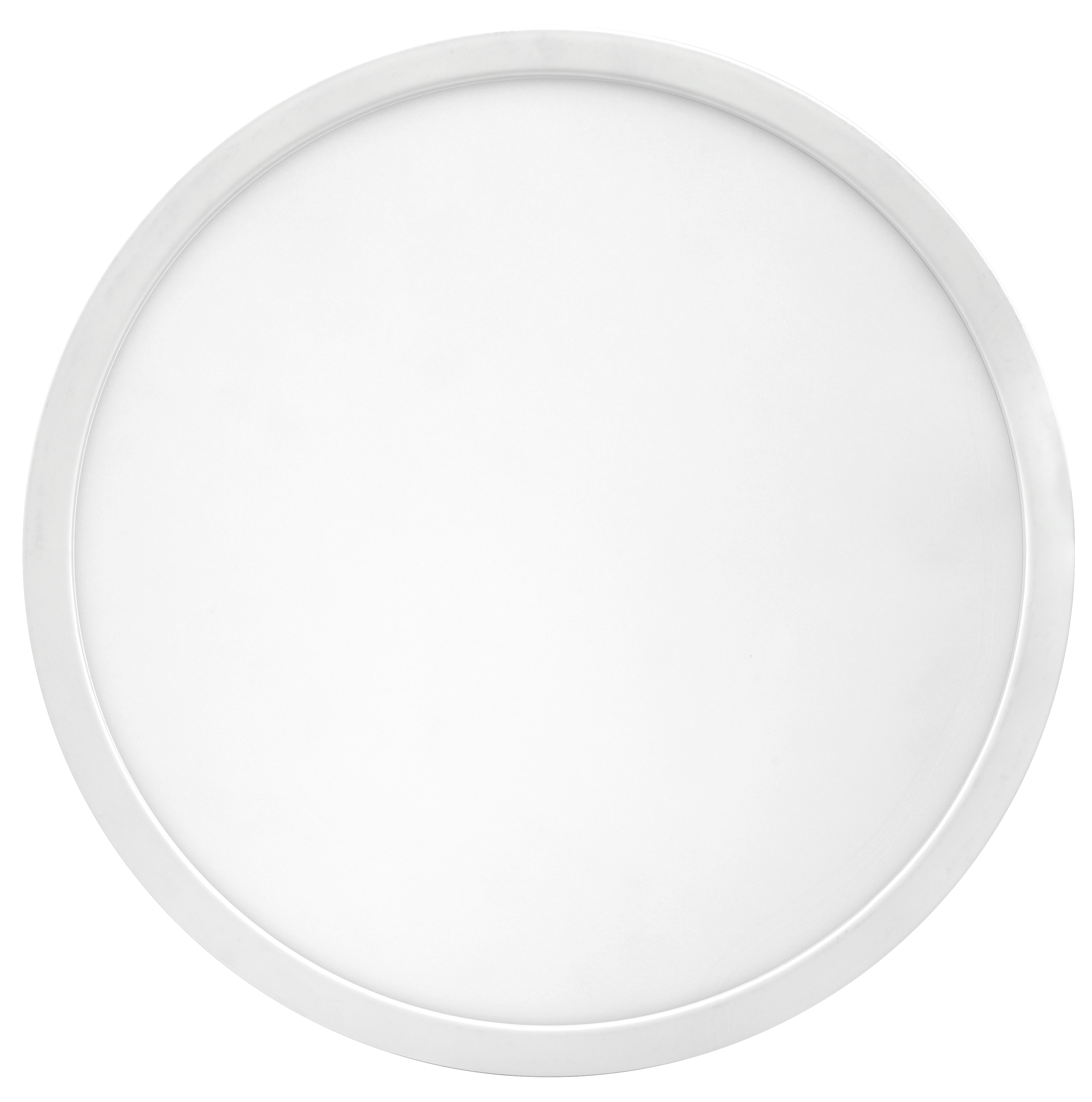 LDLL Eclipse-II — 13″ surface-mount puck downlight, white finish, front 3/4 hero showing the edge-lit PMMA optic and 0.98″ ultra-slim profile