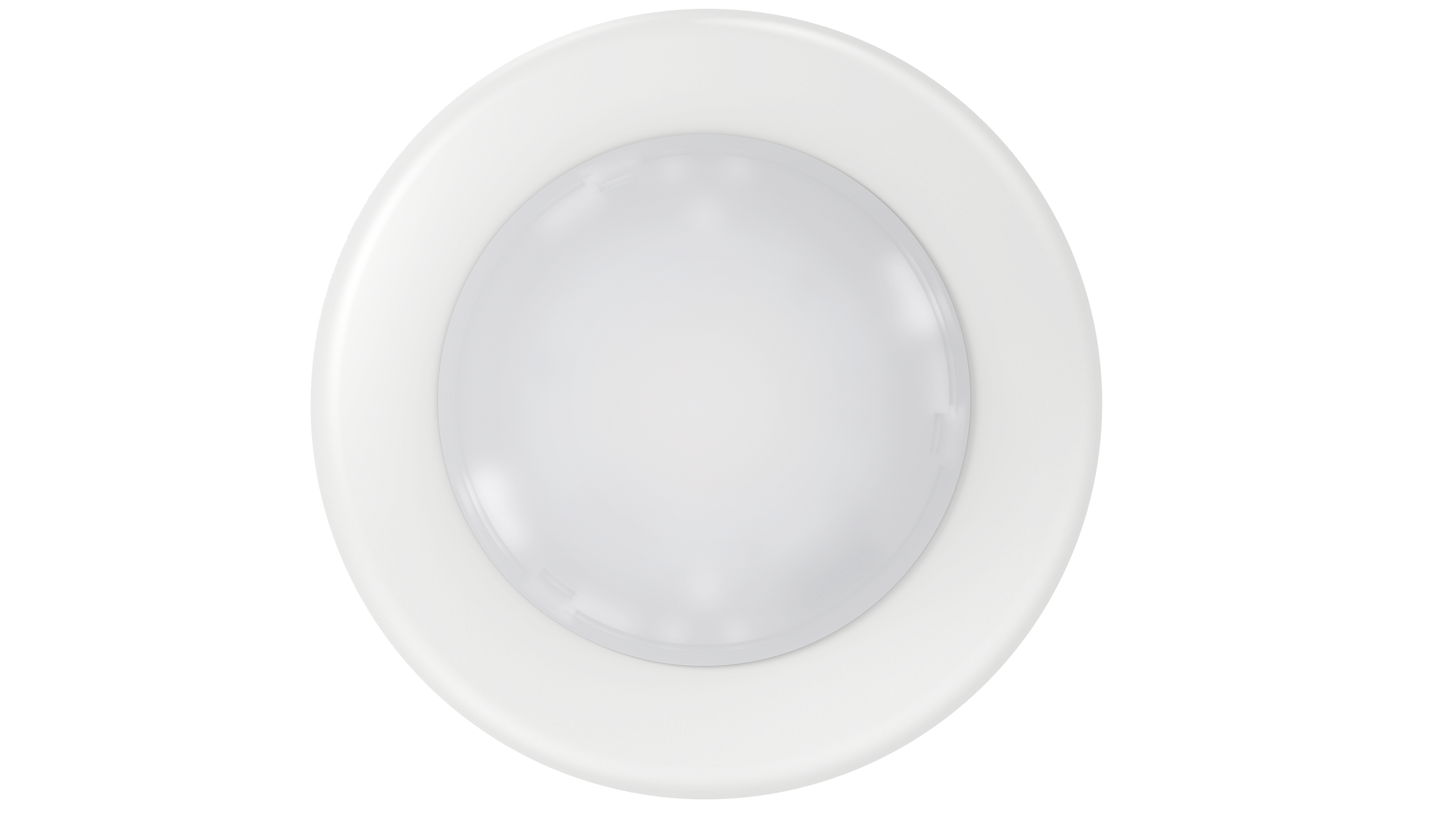 LSMT410-S5E eCrescent — 4″ smallest size in white, 10W / 600 lm at 4000K, front view showing the centered back-lit lens and twist-lock removable diffuser