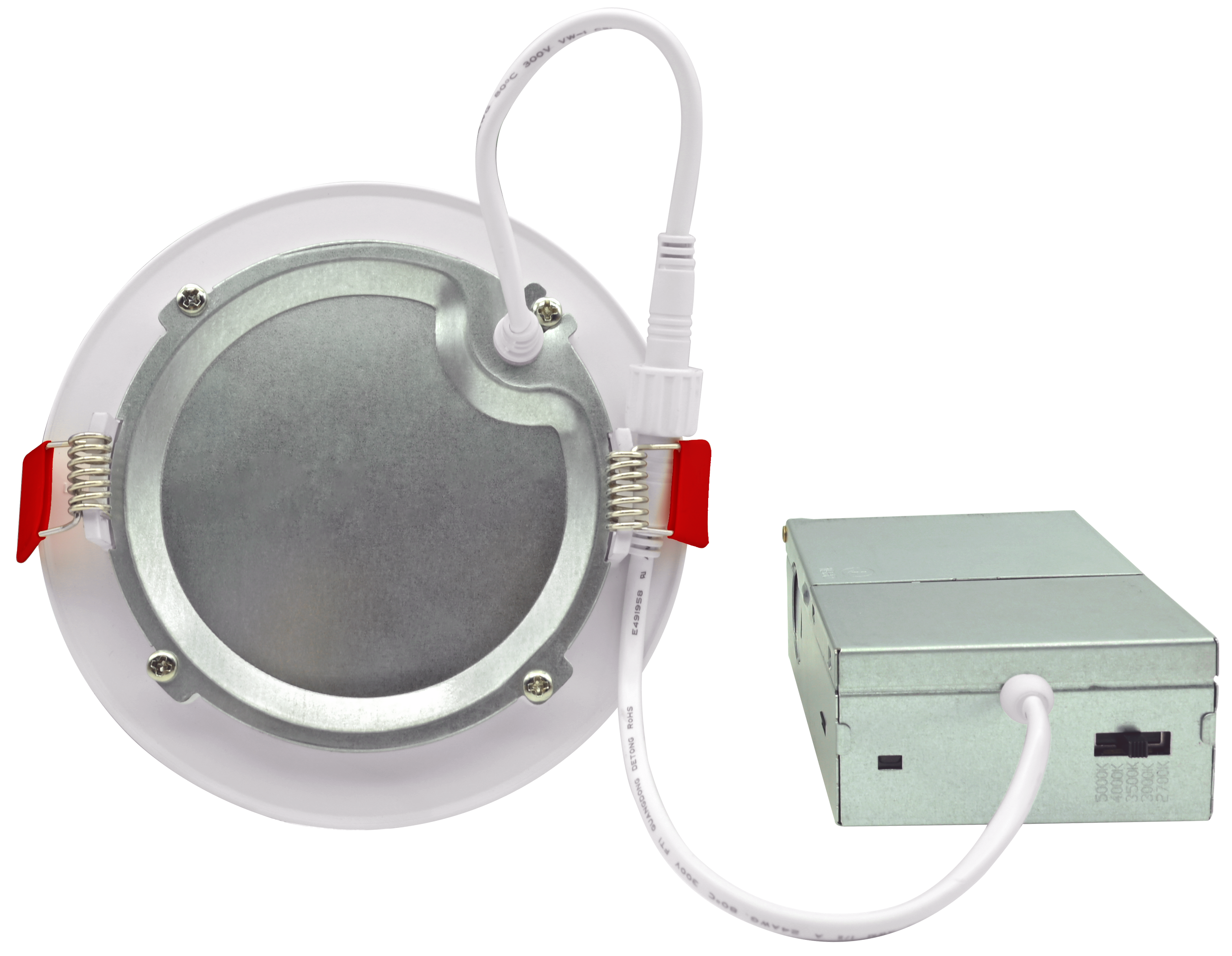 Radius-II EM Ready — constⒶNT CRCU-EM24/JBM Mid-Power 24W Universal-Mount emergency driver, fits 4/5/6/7-inch round and octagonal J-Box openings, UL 924, 90-minute runtime, code-compliant egress lighting