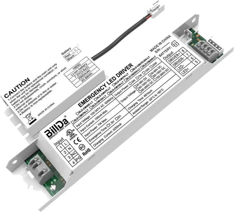 EM07-CMB/150DC/AG · ⒶrcticGuard cold-pack 7W emergency LED driver · 100-347 VAC universal input · IP65 cold-rated -4°F to 140°F