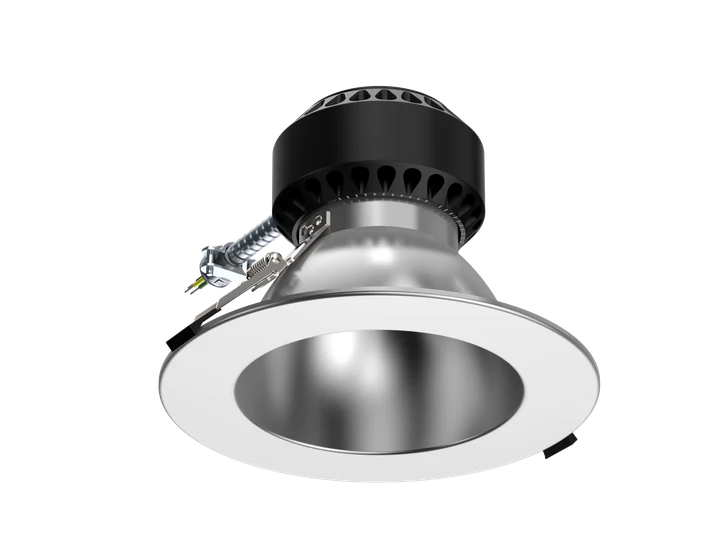 planoⒶRCH Astra-I LCDL · 30W recessed commercial downlight · 3/4 angle hero with reflector + heat-sink visible