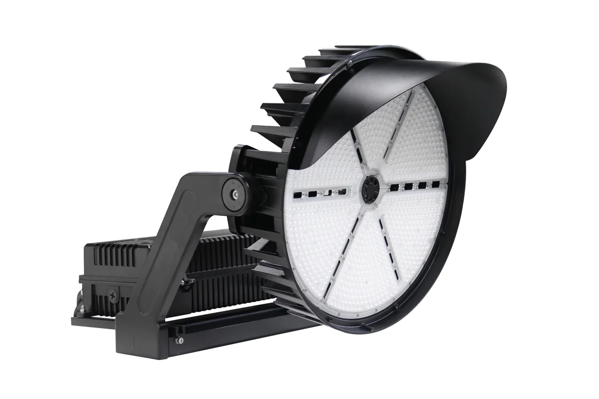 Radiator-II LED sports light with the LSPL-R2/GV600 glare visor and its driver on the arm