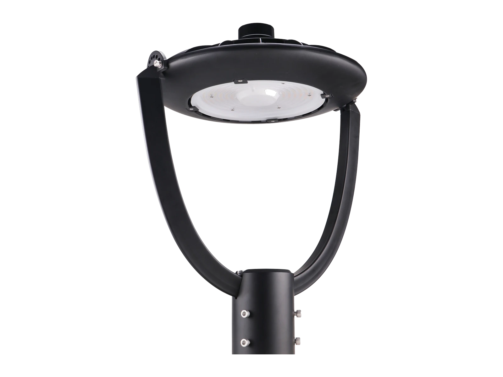 Unity-I — pedestrian post-top with cantilever arch and frosted glass cap