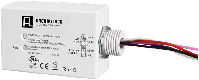 MSX-LV20-ACS · 100FT Bluetooth Mesh controller · J-box mount cylindrical hub · 120-277Vac universal · gateway hub for ⒶCS deployments